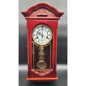 Vintage 31‑Day Regulator Clock Wood Case Glass Door w/ Key – For Decor/Parts